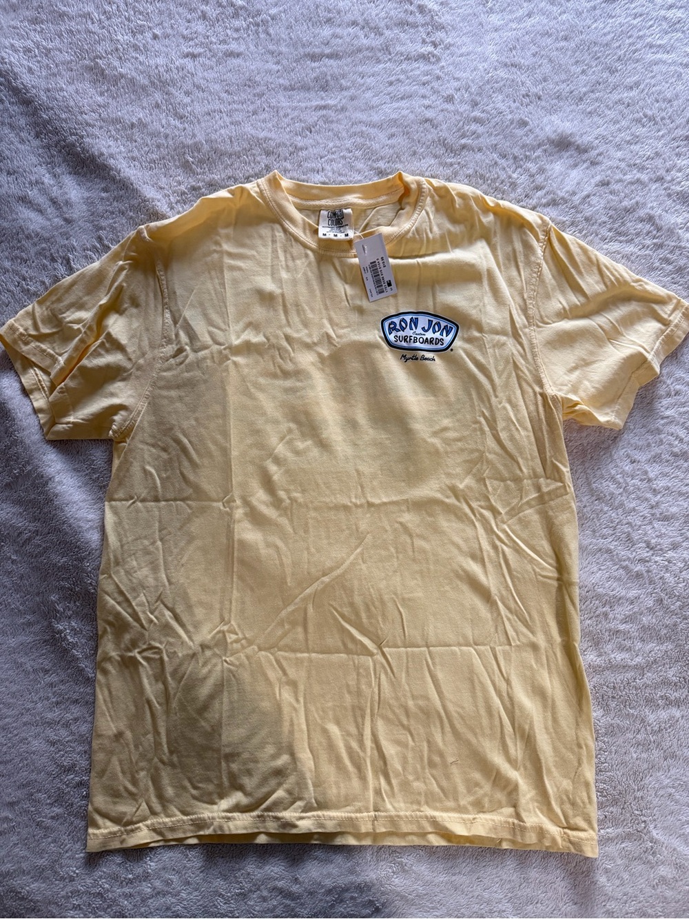 NWT - Ron Jon Pale Yellow Short Sleeve Logo Tee